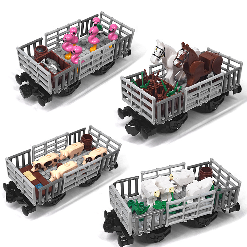 Model Kit Horse - 농장 MOC 동물 전용 기차 운반차량