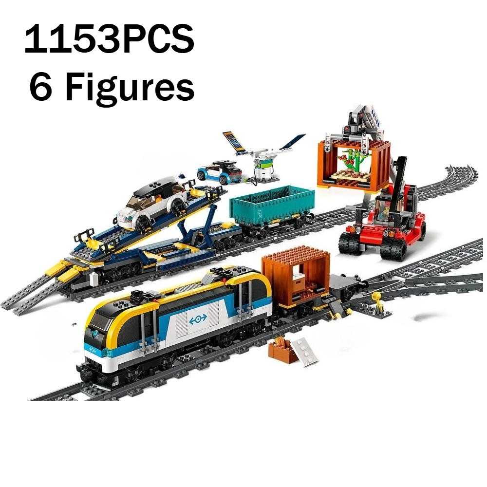 Model Kit Train - 1153PCS 도시 화물열차 철도 빌딩 블록